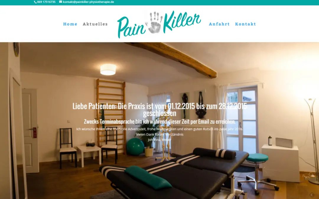 Webseite für Painkiller Physio in Frankfurt